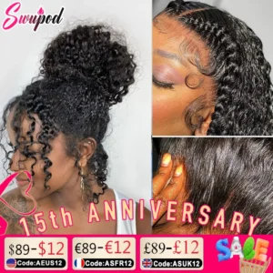 250 Density HD Invisi Strap 360 Full Lace Frontal Kinky Curly Wig 30 inch Black Human Hair Drawstring Snug Water Wig Glueless