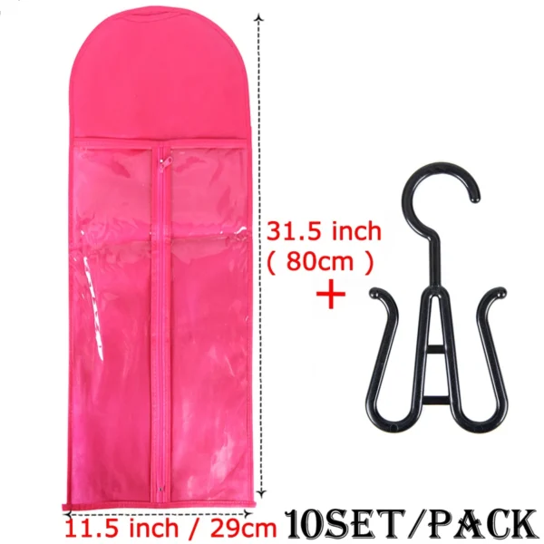 Wholesale 5/10Set Extra Long Wig Storage Bag With Hanger Portable Hanging Wig Bag With Zipper Storage Bag With Hanger For Hair - Image 22