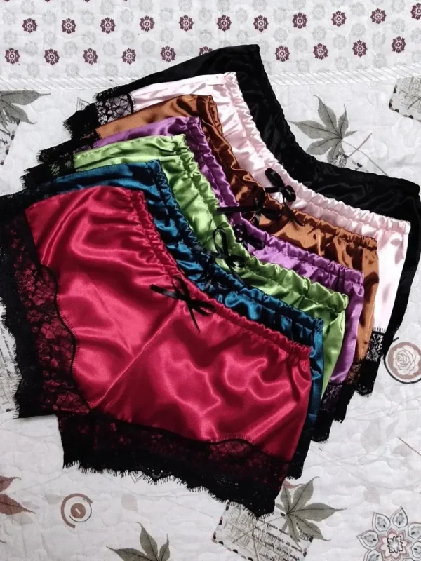 2 Pieces Pajamas Set for Women Sleepwear Sexy Lingerie Lace Silk Crop Tops and Shorts Sets Casual Nightwear Pijamas - Image 9