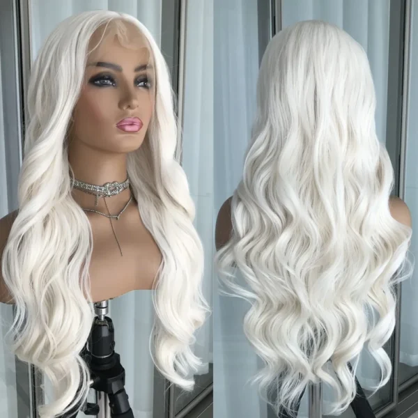 Body Wave Lace Front Wig Highlight Ash Blonde Lace Frontal Synthetic Wigs Pre Plucked Long Wavy Synthetic Lace Wig for Women - Image 14