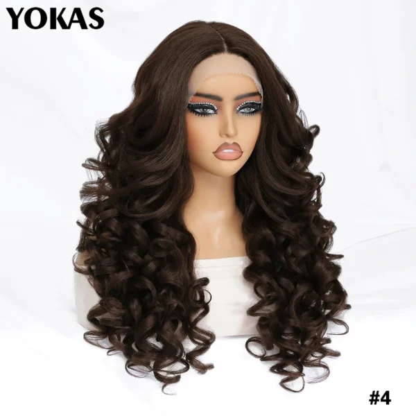 24 Inch Synthetic Lace Front Wigs For Black Women Curly Afro Lace Wigs for Afro Women Chocolate Brown Lace Front Wigs For Woman - Image 26