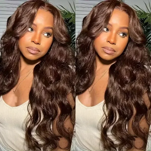 13x6 Chocolate Brown Body Wave Lace Front Wig 16-36 Inch Lace Frontal Wig 100% Human Hair Pre Plucked Colored Human Hair Wig - Image 2