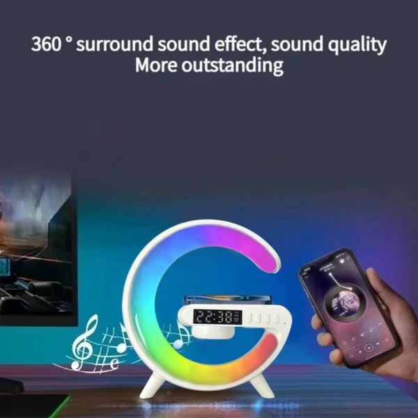 Wireless Charger Pad Stand Speaker TF Card RGB Night Light Lamp Alarm Clock Fast Charging Station Dock for iPhone Samsung Xiaomi - Image 15