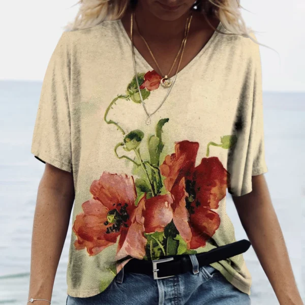 Fashion Floral Flower Graphics 3D Print T-Shirts Woman Summer T Shirt Streetwear Women's Y2K Tops Oversized Clothing Girls Tees - Image 17