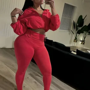 Weird Puss 2024 Autumn Women 2 Piece Set Casual Tracksuit Zipper Thin Drawstring Jacket+Leggings Matching Streetwear Sporty Suit