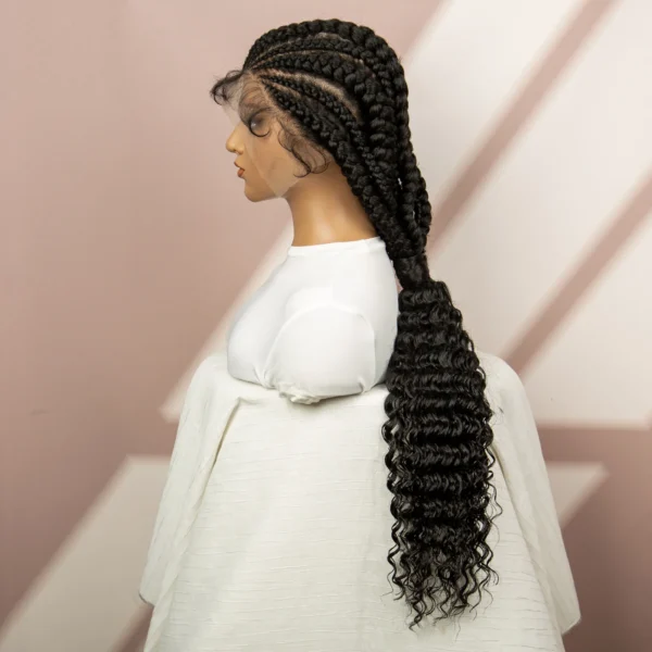 African Black Women Braided Wigs Double Lace Cornrow Braided Wig with Baby Hair Full Lace Frontal 30 Inch Natural Braiding Hair - Image 3