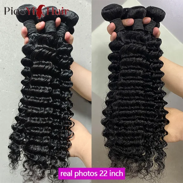 20 22 24Inch Deep Wave Human Hair Bundles Curly Hair Brazilian Weaving Natural 100% Raw Human Hair Deep Wave Bundle Top Quality - Image 2