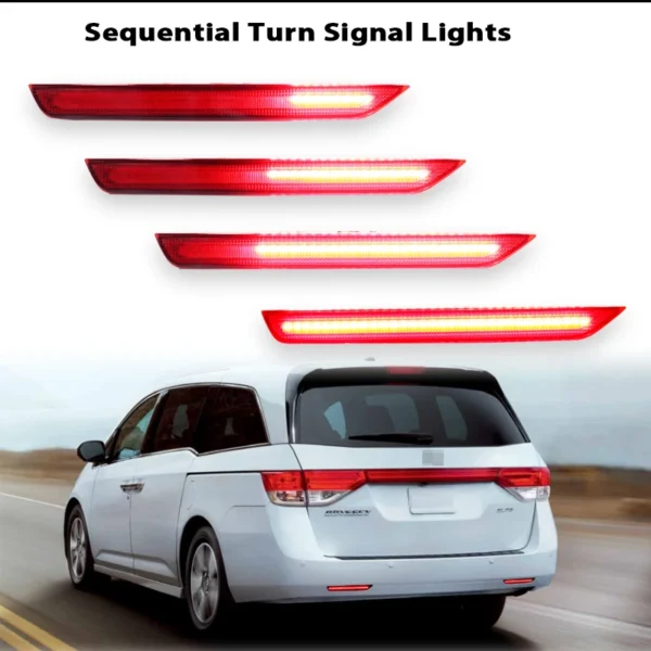 2pcs Red Rear Bumper Reflector Lights For Honda Odyssey Tail,Brake & Rear Fog Lamps,Sequential Turn Signal Light 2011-2017 - Image 5