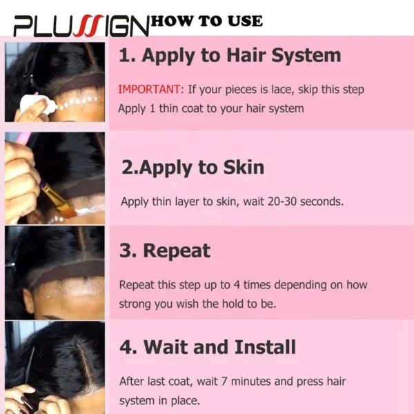 Plussign Wig Glue With Remover Super Lace Glue For Lace Wigs/Toupee/Closure Hair Glue Remover Wig Installation Kit - Image 3