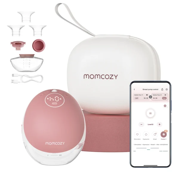 Momcozy M9 Breast Pump Hands Free Upgraded Mobile Flow, App Control with Personalized Multi-Modes & 15 Levels, 24mm - Image 7
