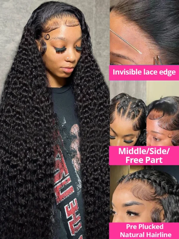 300% High Density Loose Deep Wave 40Inch 13x6 13x4 HD Lace Frontal Human Hair Wig Full Glueless Ready To Go Preplucked Curly Wig - Image 2