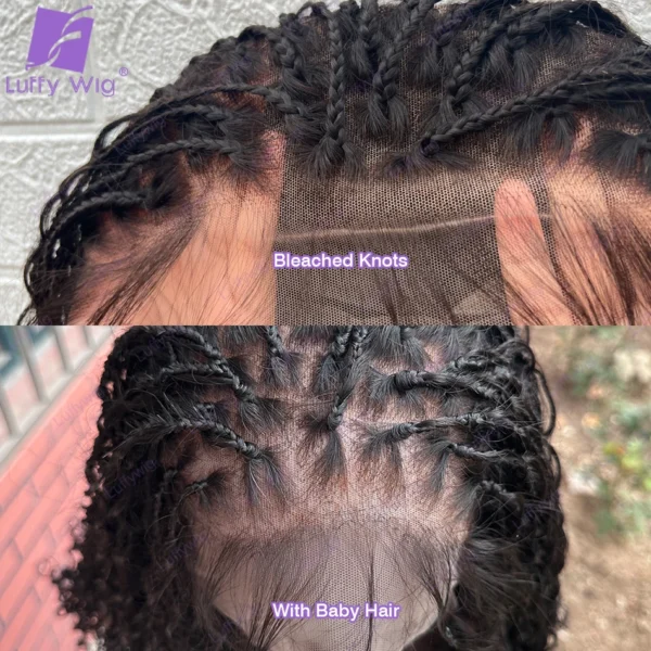 Boho Knotless Braids Hd Full Lace Wig Human Hair Braided Wigs for Black Women Braided Ponytail Wig Natural with Baby Hair LUFFY - Image 6