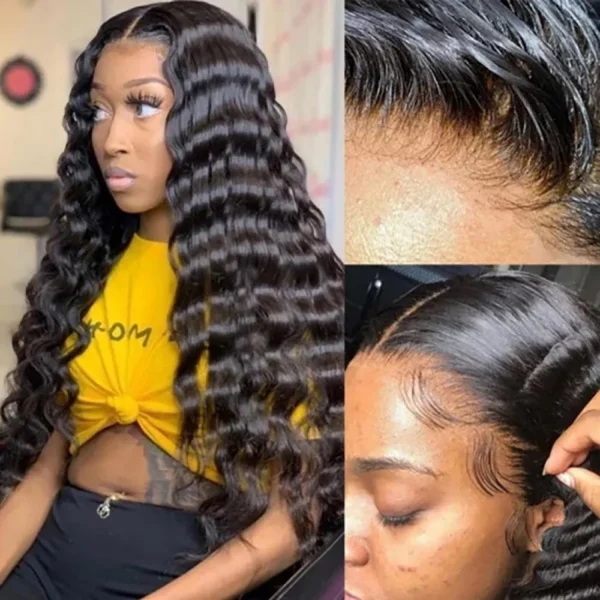 40 Inch Loose Deep Wave 13x4 13x6 HD Transparent Human Hair Wig 250 Density Brazilian Water Curly Nature Wave Lace Frontal Wigs - Image 9
