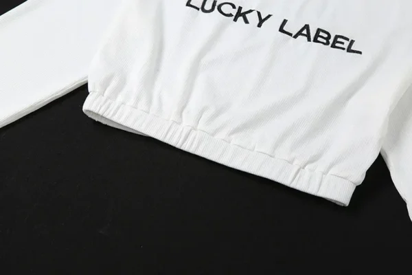 Fashion Summer Solid Lucky Label Letter Embroidery Two Piece Sets Women Sweatshirt+Leggings Casual Sporty Tracksuits Female - Image 44