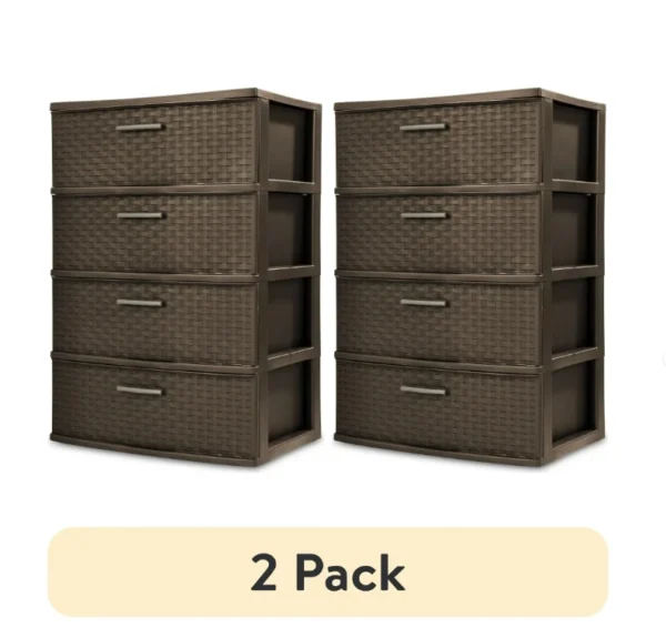 Stylish 4 Drawer Wide Woven Plastic Organizer for Home Storage Needs and Durability - Image 9