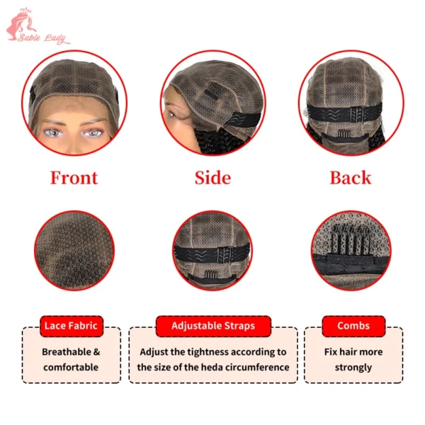 Synthetic Full Lace Wigs Jumbo Box Braids Wig Lace Front Wig Knotless Braids Wig Black Women Long 36“ Cornrows Box Braided Wigs - Image 21