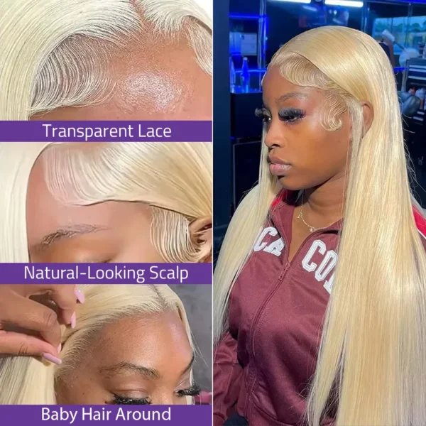 13x6 HD Transparent 613 Blonde Lace Frontal Wig Human Hair  200% Density  36 inches Lace Frontal Wig straight Lace Frontal Wigs - Image 10