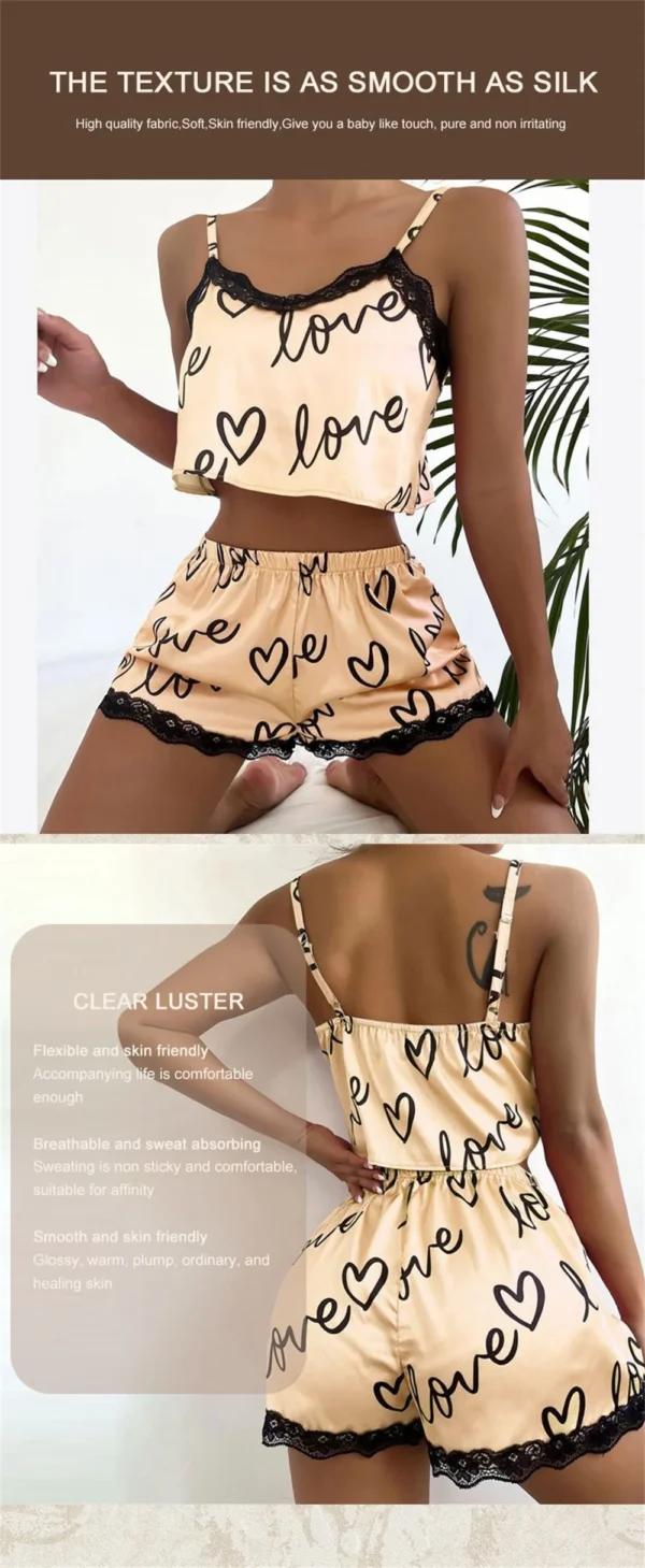 2 Pieces Set Women'S Pajama Shorts Suit Homewear Print Underwear Pijama Sexy Lingerie Camisoles Tanks Nighty Ladies Sleepwear - Image 10