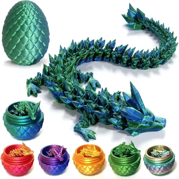 3D Printed Dragon in Egg 3D Printed Crystal Dragon Crystal Dragon Fidget Collectible Figurines for Home Office Car Desk Decor - Image 2