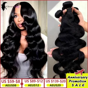 24inch Body Wave Human Hair Bundles 100% Brazilian Raw Human Hair 1/3/4 Bundles for Women 10A Thick Bundles 3 Days Delivery