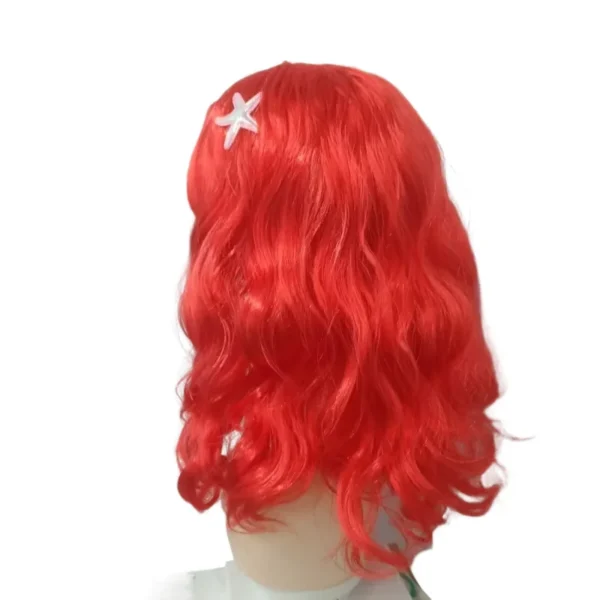 Little Mermaid Ariel Princess Girl Wig Accessories Halloween Carnival Party Kids Anime Red Wig with Starfish Cosplay Dress UP - Image 5