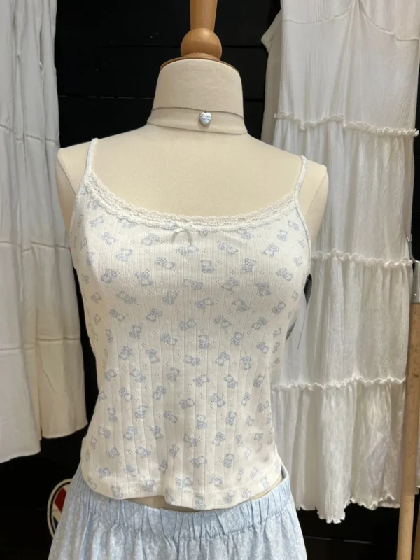 Sweet Pink Striped Lace Crop Top Cute Bow Soft Cotton Sleeveless Summer Camis Vests Women Vintage Harajuku Slim Tank Tops Y2k - Image 11