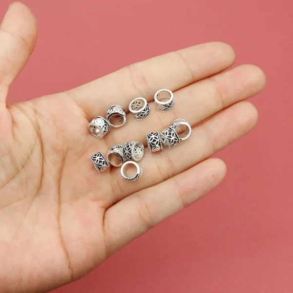 30pcs/Lot Classic Hollow Coin Pattern Big Hole Loose Beads 8x5mm Bracelets Wig/Beards Ornaments Bead Spacers DIY Jewelry Crafts - Image 4
