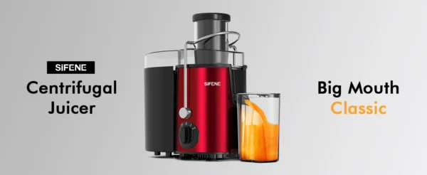 SiFENE 3" Big Mouth Centrifugal Juicer Extractor for Fruits & Vegetables, Compact Juicing Maker, Non-BPA, Easy to Clean, Red - Image 7