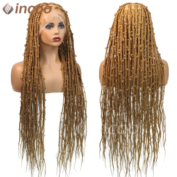36 Inches Synthetic Lace Braided Wigs Butterfly Braids Lace Wig For Black Women Braid Wigs On Sale Clearance Box Braids Lace Wig - Image 9