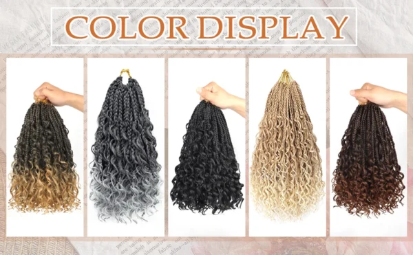 8 Packs Synthetic 12 Inch Goddess Box Braids Crochet Hair Boho Box Braids With Curl Ends Hair Extensions for Women Black - Image 12