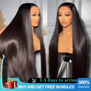 38 40 Inch 360Full Lace Human Hair Wigs Straight 13x4 13x6 HD Transparent Lace Frontal Human Hair Wigs Gift 1Bundles Human Hair