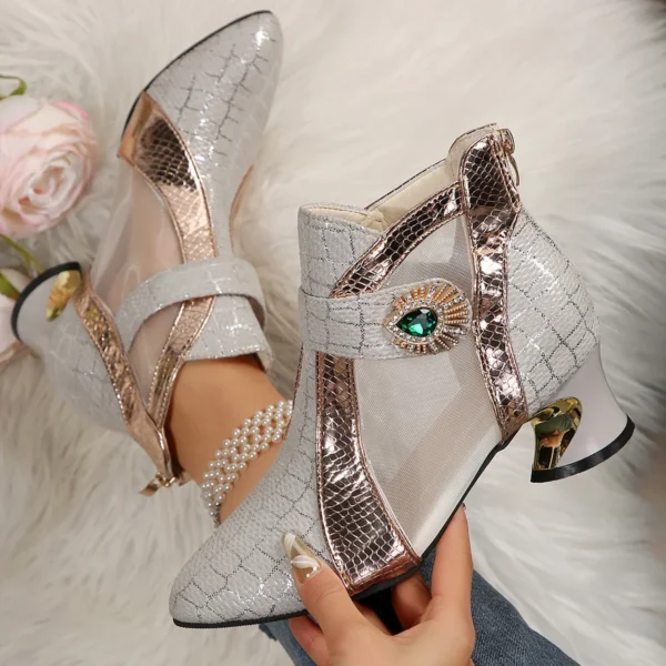Spring and Summer New High Heel Mesh Boots Hollow Mesh Sandals Thick Heel Fashion Women's Shoes Women's Sandals - Image 35