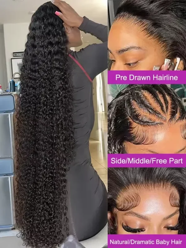13x6 HD Transparent Loose Deep Wave Frontal Wig 250 Density 13x4 Lace Front Wig Human Hair Brazilian Raw 30 40 Inch Curly Wigs - Image 3
