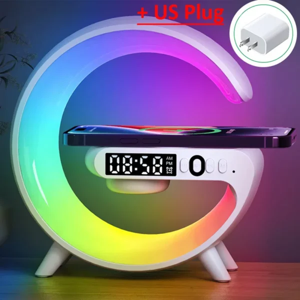 Multifunction Wireless Charger Pad Stand Speaker TF RGB Night Light 15W Fast Charging Station for iPhone Samsung Xiaomi Huawei - Image 12