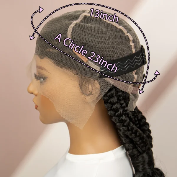African Black Women Braided Wigs Double Lace Cornrow Braided Wig with Baby Hair Full Lace Frontal 30 Inch Natural Braiding Hair - Image 4