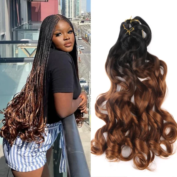 French Curly Crochet Braiding Hair Synthetic Loose Wave Ombre Braids Hair for Women  Spiral Curls Pre Stretched Hair Extensions - Image 8