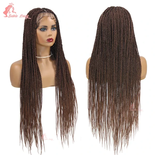Long 36“ Synthetic Full Lace Wigs Twist Box Braided Wigs Lace Front Wig Knotless Braids Wig Black Women Cornrow Box Braided Wigs - Image 22