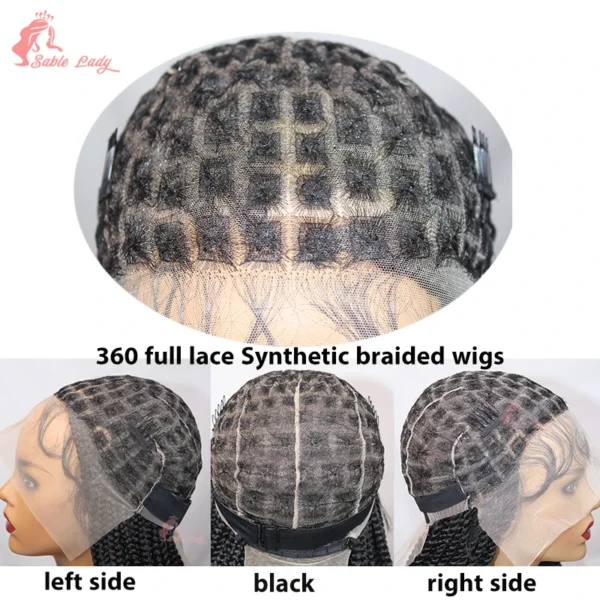Long 36“ Synthetic Full Lace Wigs Twist Box Braided Wigs Lace Front Wig Knotless Braids Wig Black Women Cornrow Box Braided Wigs - Image 18