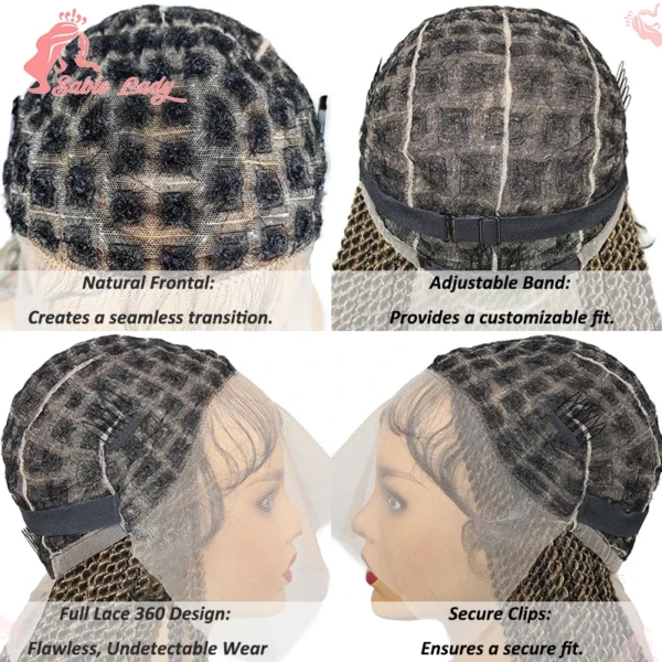 36" Synthetic Knotless Box Braided Wigs For Black Women Cornrow Braids Lace Wigs Full Lace Braids Hair Wig Black Braiding Hair - Image 6