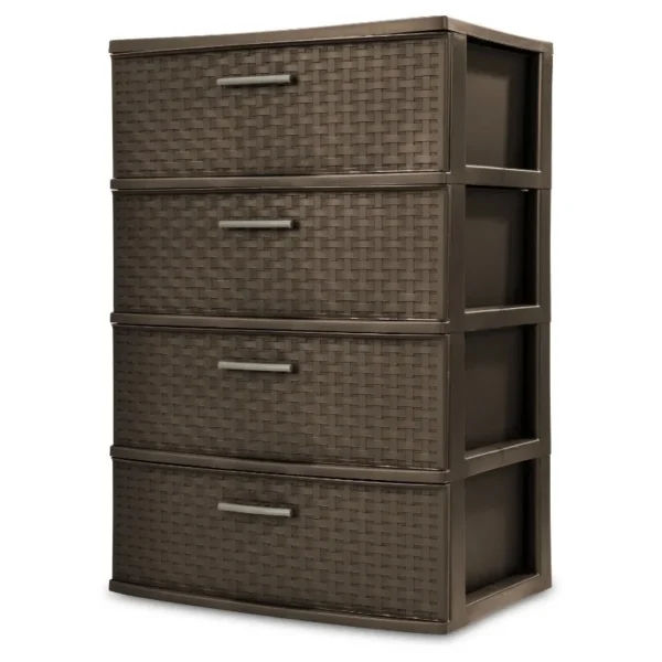 Stylish 4 Drawer Wide Woven Plastic Organizer for Home Storage Needs and Durability - Image 8