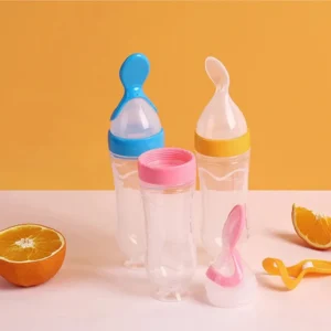 Squeezing Feeding Bottle Silicone Newborn Baby Training Rice Cereal Food Spoon Supplement Feeder Safe Useful Tableware For Kids