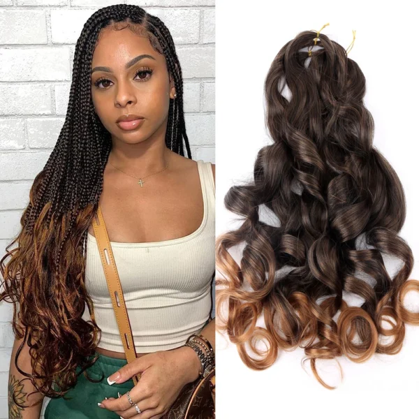 French Curly Crochet Braiding Hair Synthetic Loose Wave Ombre Braids Hair for Women  Spiral Curls Pre Stretched Hair Extensions - Image 12