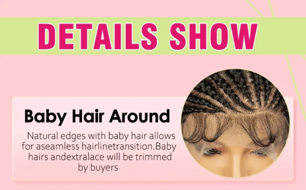 African Black Women Braided Wigs Double Lace Cornrow Braided Wig with Baby Hair Full Lace Frontal 30 Inch Natural Braiding Hair - Image 9