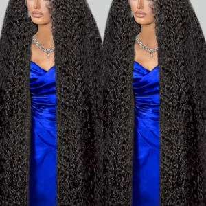 Wear Go 300% High Density Loose Deep Wave 40 50 Inch Full 13x6 13x4 HD Lace Frontal Human Hair Wig Glueless Preplucked Curly Wig