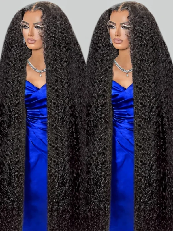Wear Go 300% High Density Loose Deep Wave 40 50 Inch Full 13x6 13x4 HD Lace Frontal Human Hair Wig Glueless Preplucked Curly Wig