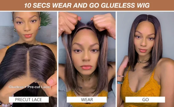Glueless Wigs Human Hair Pre Plucked Pre Cut P1b/30 Straight Bob Wig Human Hair 5x5 Hd Lace Closure Wigs With Natural Hairline - Image 13