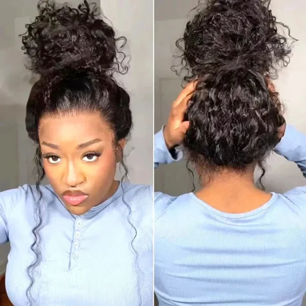 Invisi Strap HD 360 Full Lace Wig Human Hair 250 Density Precut 360 Lace Front Wig Deep Curly Glueless Wig Human Hair Wig - Image 4