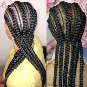 Synthetic Full Lace Front Wigs Braided Wigs For Black African Women 6 Braids With Baby Hair 36 Inches Cornrows Box Braided Wigs