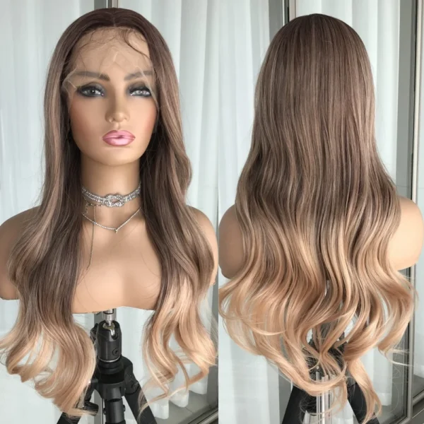 Body Wave Lace Front Wig Highlight Ash Blonde Lace Frontal Synthetic Wigs Pre Plucked Long Wavy Synthetic Lace Wig for Women - Image 10