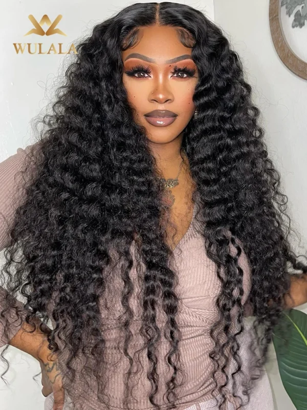 Wulala 40 Inch Deep Wave Lace Front Wig 13x6 Hd Lace Frontal Wig 13x4 Curly Human Hair Wigs For Women 4x4 360 Pre Plucked Lace - Image 7